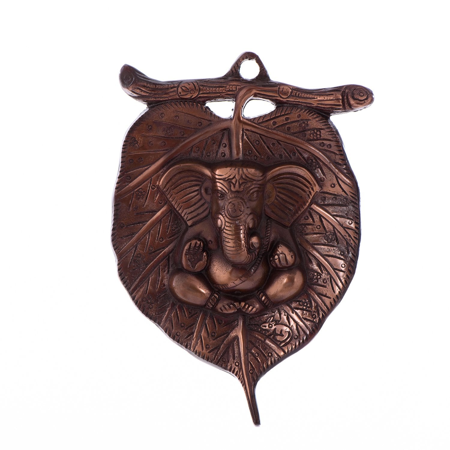 Ecraftindia Metal Wall Hanging Of Lord Ganesha On Leaf (Lxwxh - 5.5Inx0.5Inx8.5In)